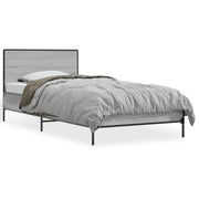 Letto singolo | Letto per adulti | Giroletto Grigio Sonoma 90x200 cm Legno Multistrato e Metallo