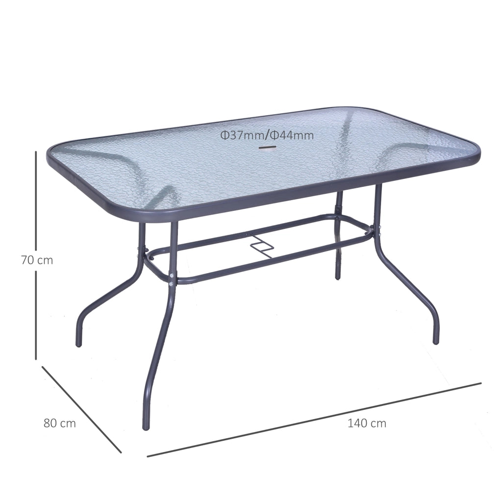 Tavolo da Giardino in Metallo e Vetro 140x80x70 cm  Champs