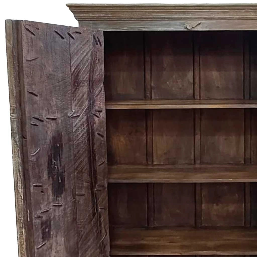 Armadio in legno con finitura artigianale marrone, 120x46x170h cm