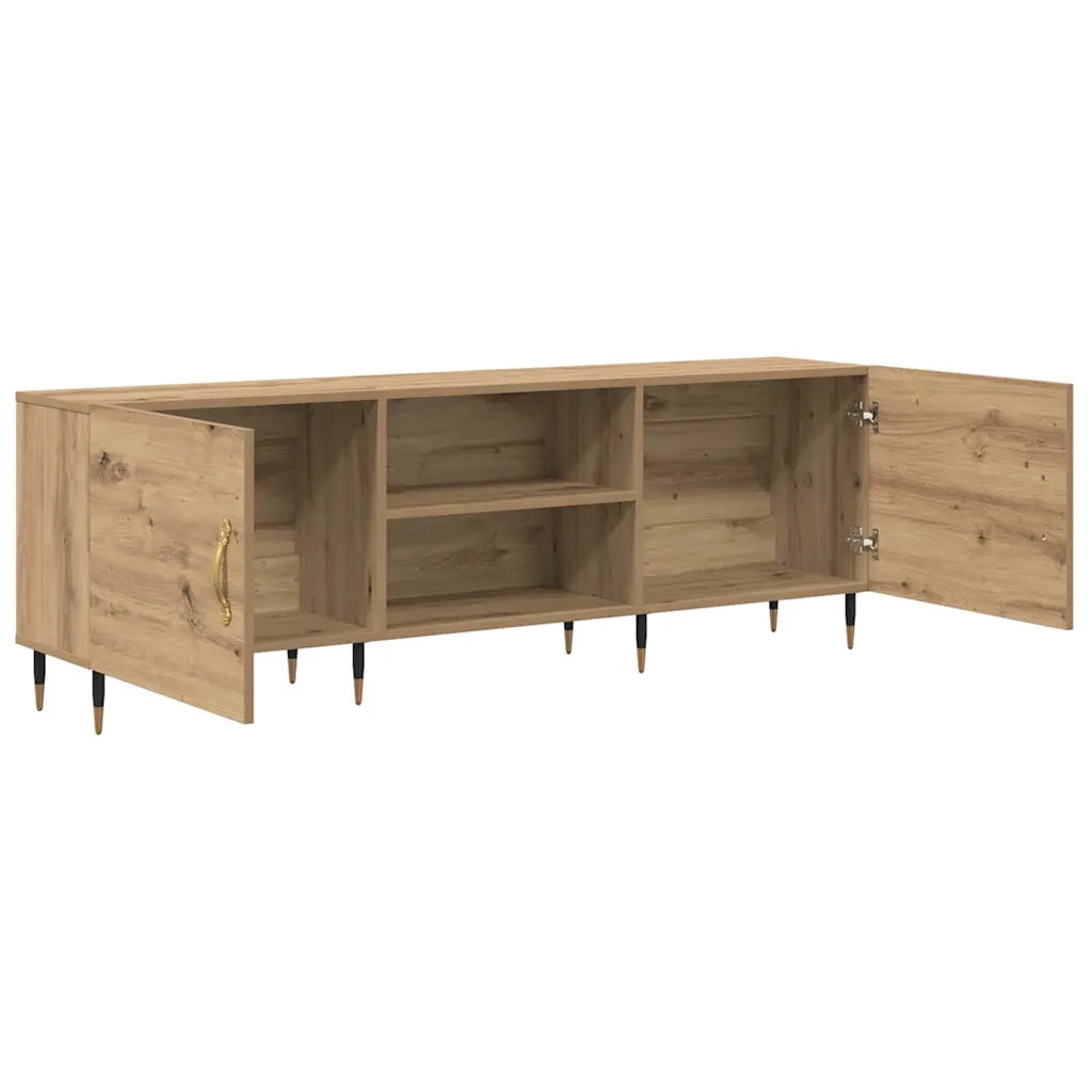 Mobile TV rettangolare moderno con elegante vano contenitore 150 x 30 x 50 cm realizzato in legno di rovere ingegnerizzato finitura artigianale 02_0052510