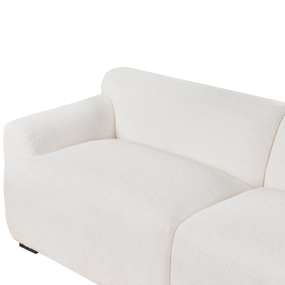Divano a 3 posti in poliestere Boucle bianco sporco Divano con cuscini aggiuntivi Arredamento moderno minimalista per il soggiorno