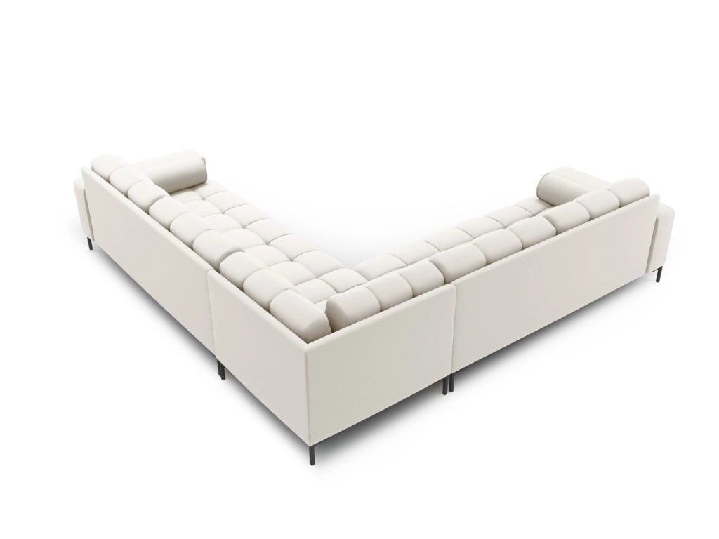 Cosmopolitan Design - Divano angolare reversibile "Bali" 6 posti in tessuto strutturato beige chiaro 