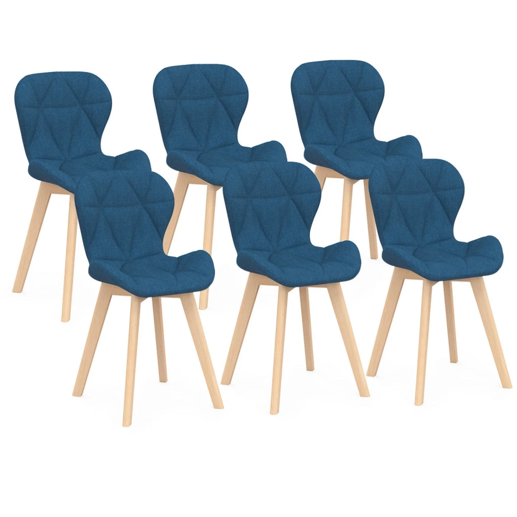 IDMarket - Set di 6 sedie da pranzo ROBINE in tessuto blu anatra