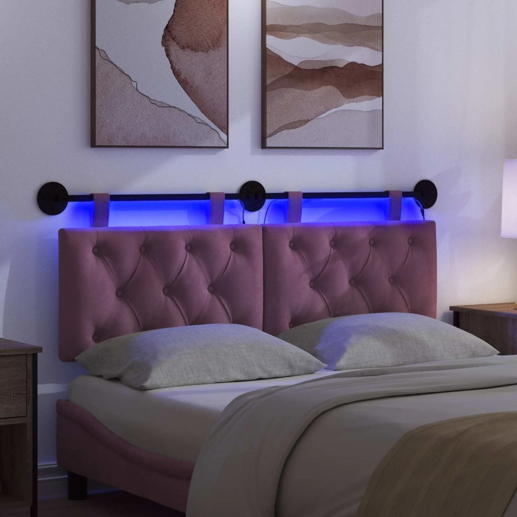 Testiera | Testata sospesa Con luce LED Viola Velluto