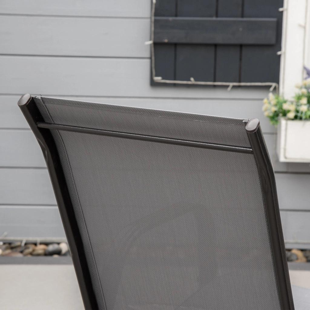 Set 4 Sedie da Giardino Apilabili con Seduta in Textilene ¨C zephmum ¨C Grigio Scuro 54x75.5x95 cm