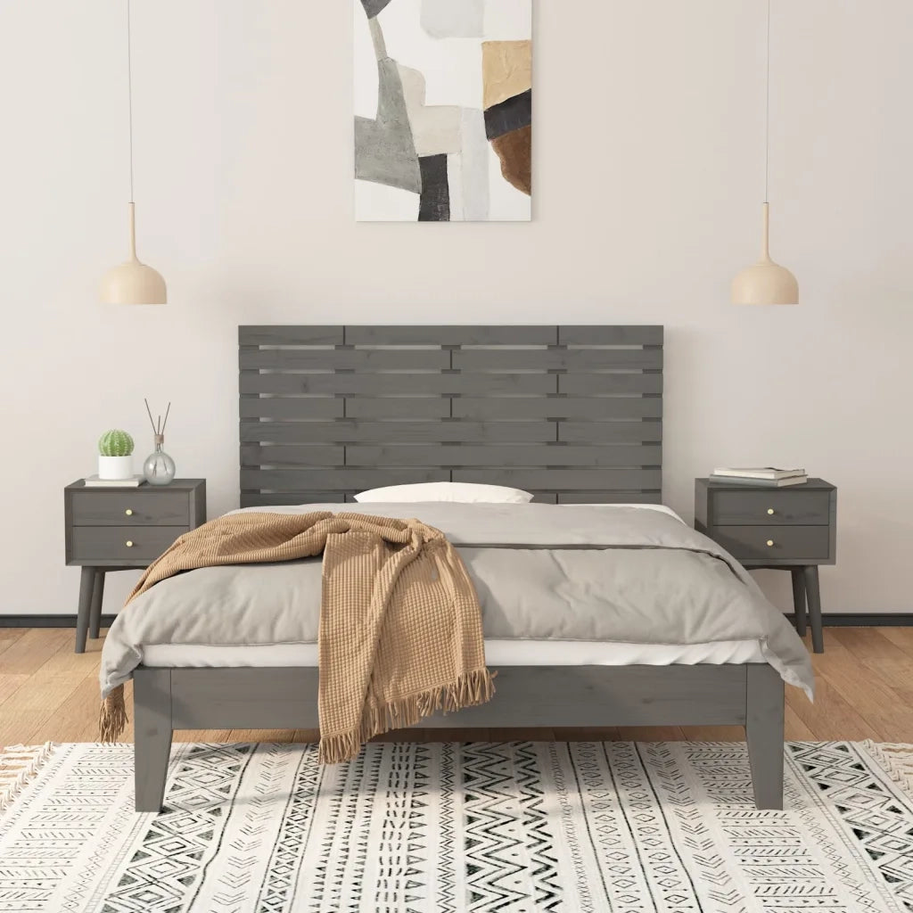 Testiera da Parete Grigia 146x3x63 cm in Legno Massello di Pino 824735