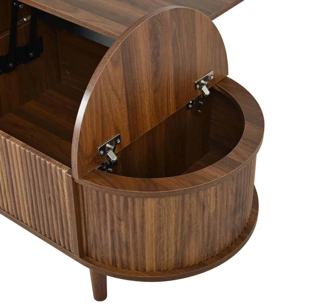 Tavolino da caffè 100x48x53.5 cm con piano sollevabile e contenitore in MDF noce