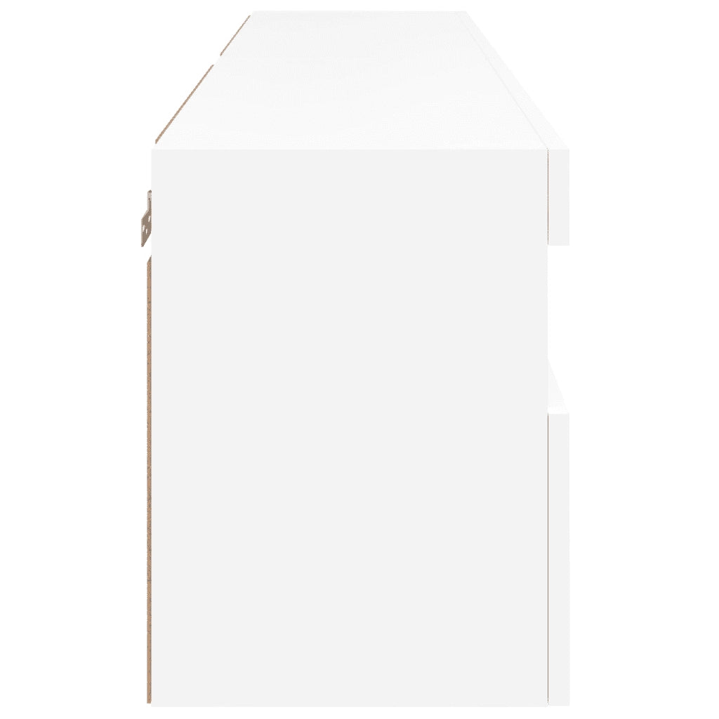 Mobili TV a Parete con Luci LED 2pz Bianchi 60x30x40 cm 837184
