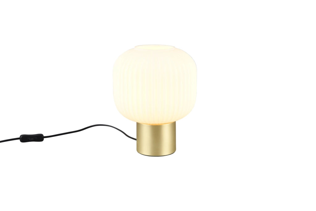 Lampada tavolo DIVA ottone paralume-bianco E27 40W Trio