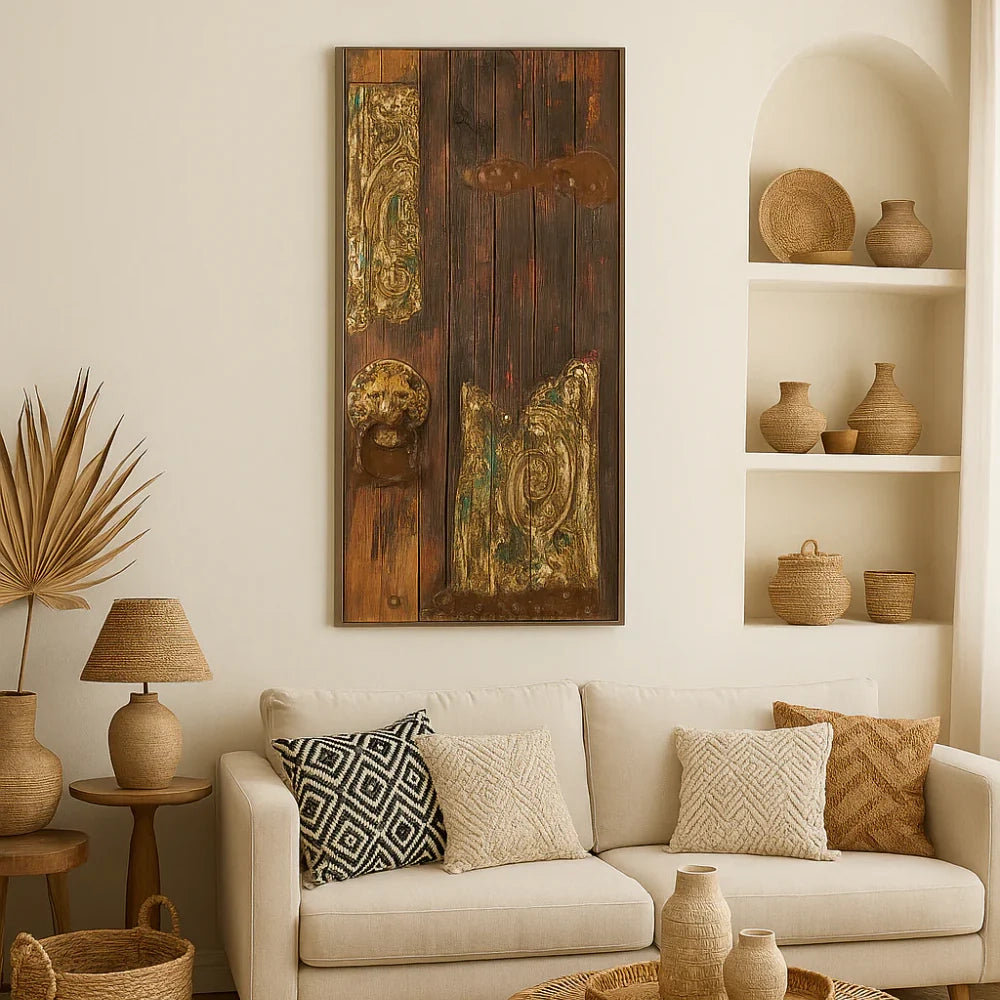 Olio su legno da parete door 50x120 cm design moderno | Duzzle
