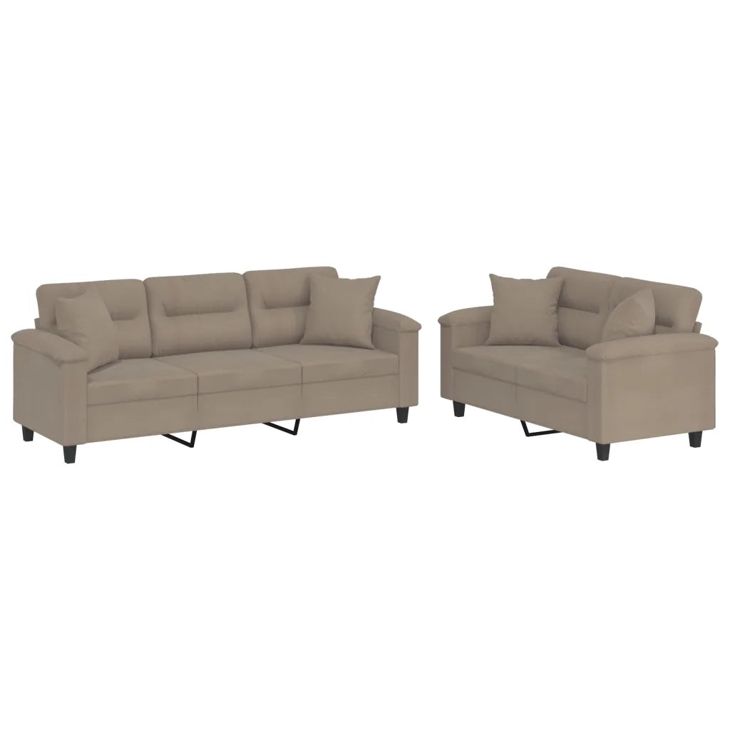 Set Divani 2 pz con Cuscini tortora in Tessuto Microfibracod mxl 80786