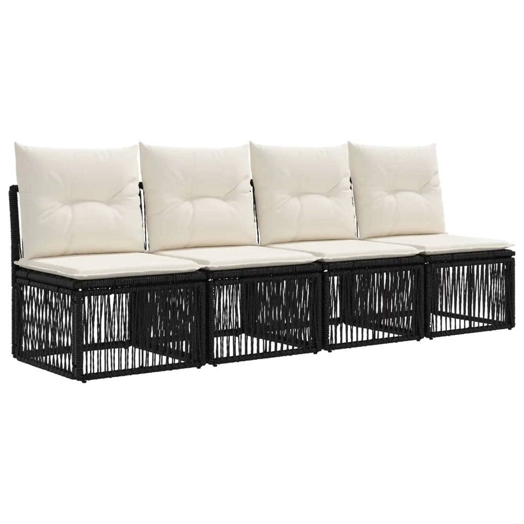 Set Divano da Giardino 13 pz Nero e Bianco Crema polyrattan 3437317
