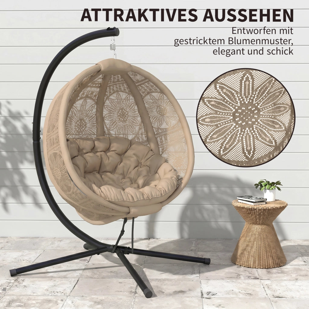 Poltrona sospesa in rattan ¨C zephmum ¨C beige e nero 116x125x176