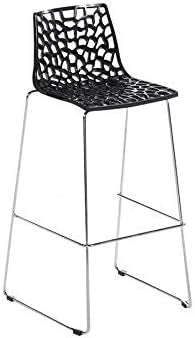Upon Spider Fix - Sgabello da Bar, 44 x 53 x 96 cm, Colore: Nero Lucido