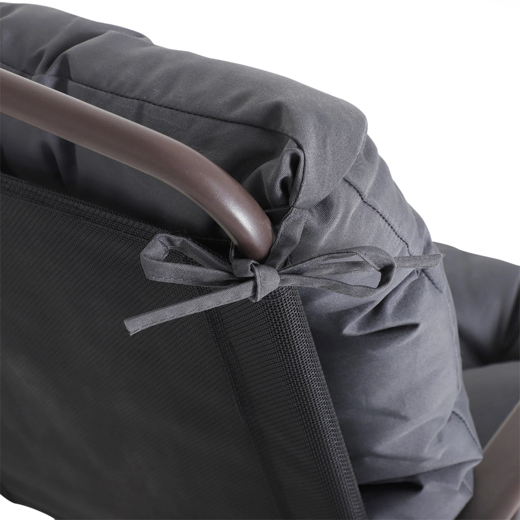 Set di 2 cuscini per sedile; 98cm x 50cm x 8cm cuscini per sedie con nastri; cuscino per immortizzatori; cuscini lavabili/ergonomici per casa; giardino; divano; grigio