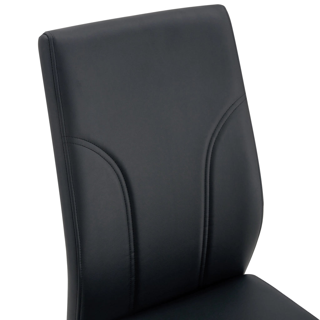 Sedia da Pranzo Set da 2 con Seduta Imbottita e Gambe in Metallo, in PU Nero e Argento 59 × 35.5 × 46 cm