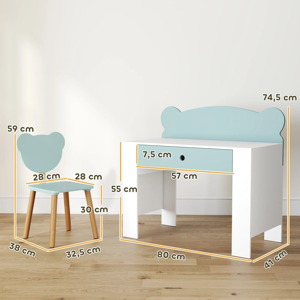 Scrivania Bambini con Sedia ¨C zephmum ¨C Verde 80x41x74.5 cm