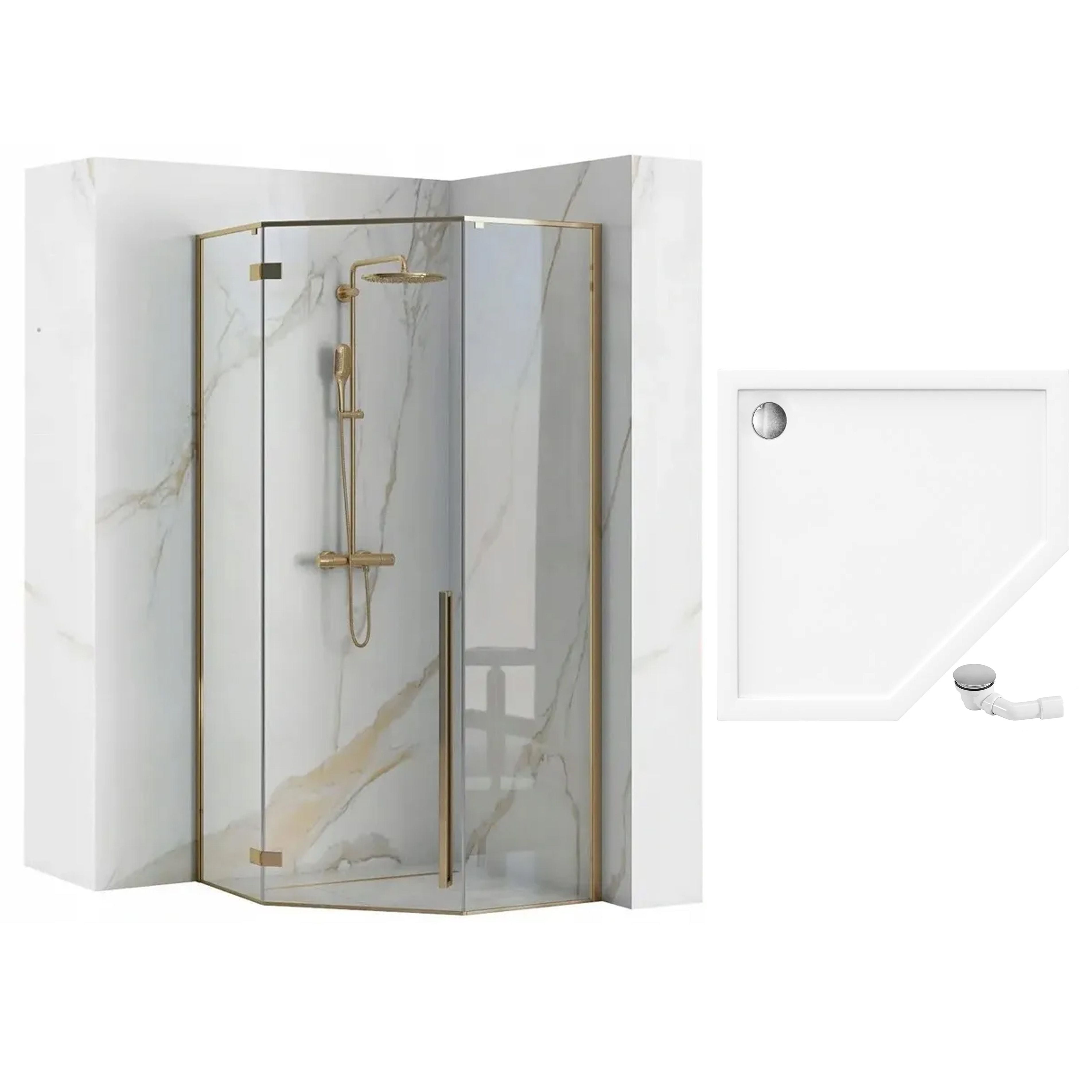 Cabina Doccia Diamond Gold 90x90 con piatto doccia Diamond black