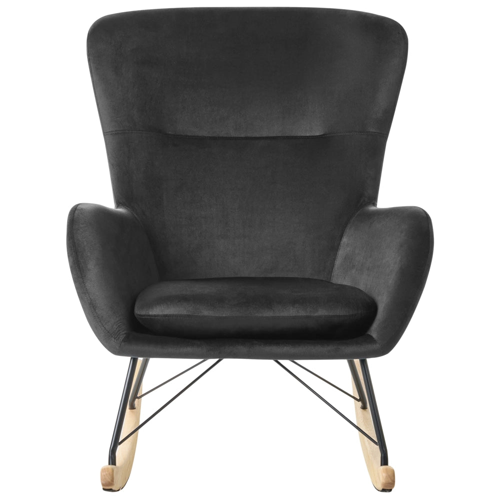 Sedia A Dondolo Velluto Nero Gambe In Metallo Pattini In Legno stile glamour moderno tradizionale