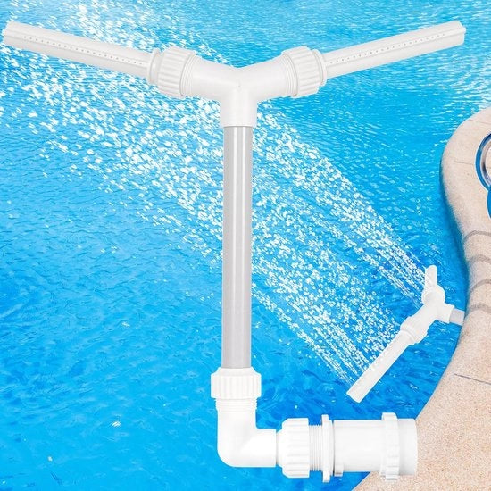 Fontana per Piscina – Doppio Getto Cascata – Regolabile – Adatto per 1,5 Pollici Fissaggio a Ritorno – Per Belle per Piscine Sopra e Invasi