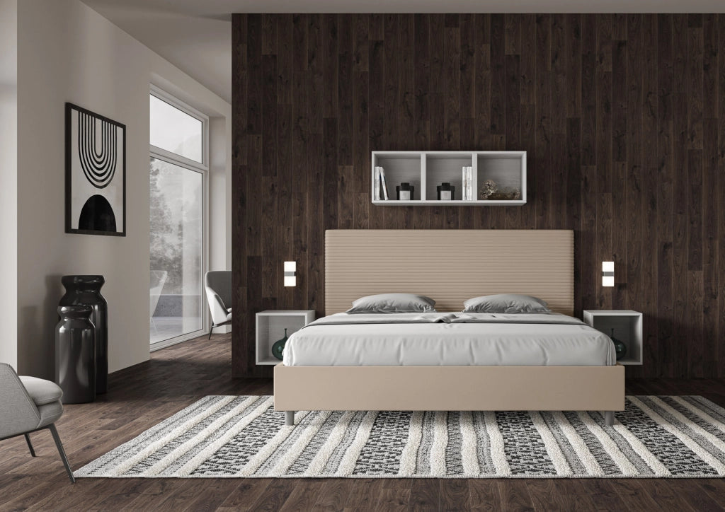 BS COM Letto contenitore imbottito 180x190 similpelle tortora