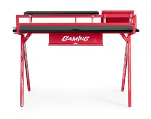 Scrivania Gaming 135,5x60x95 cm Gaming in MDF Rosso-Nero