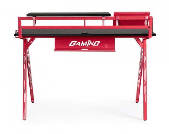 Scrivania Gaming 135,5x60x95 cm Gaming in MDF Rosso-Nero