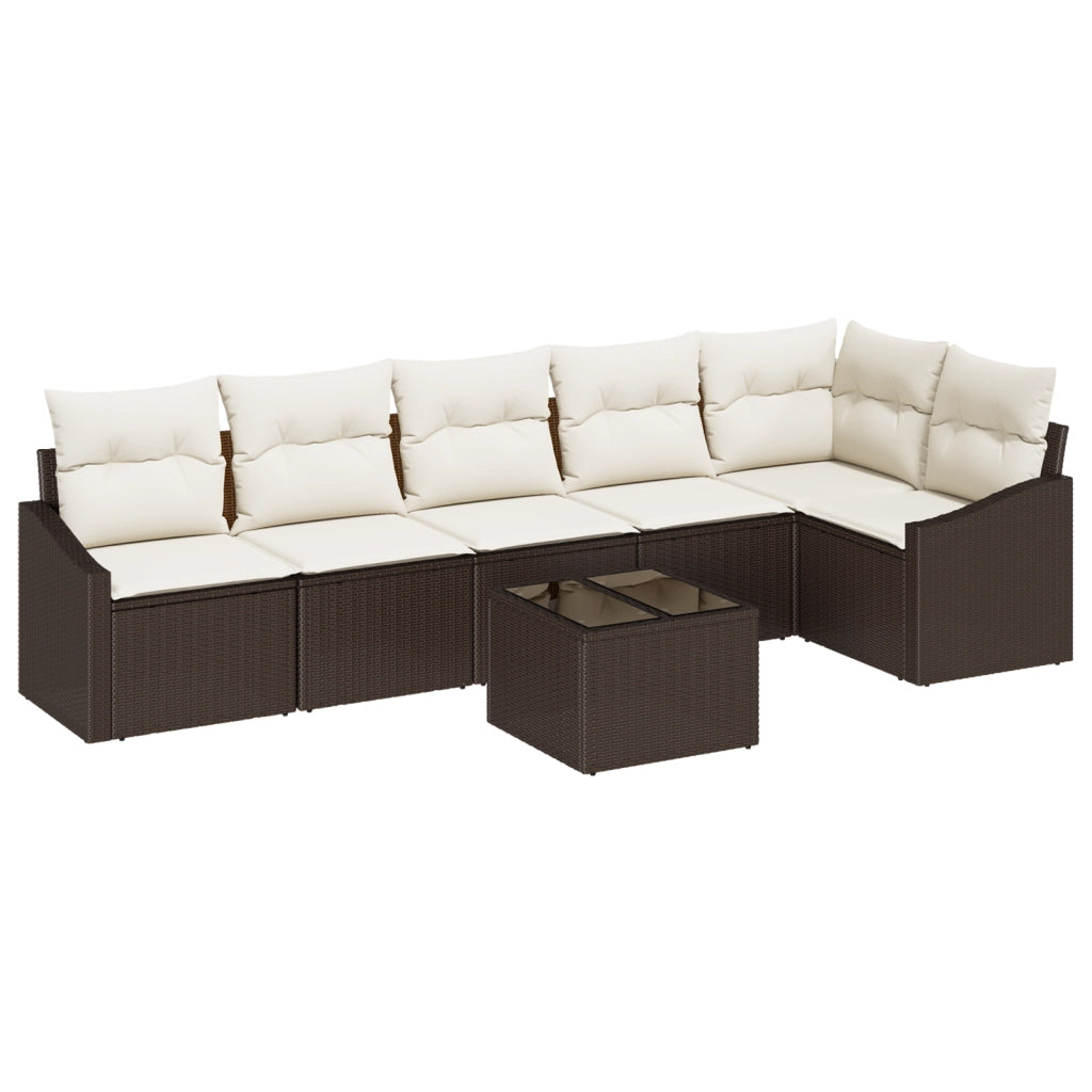 Set da Pranzo da Giardino con Cuscini in Rattan Grigio a 6 Pezzi