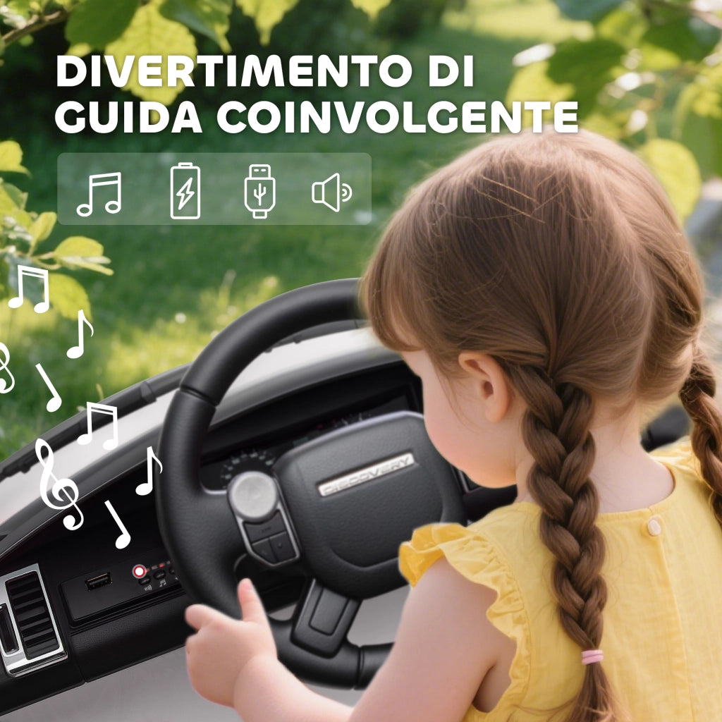 Macchina Elettrica per Bambini Licenza Ufficiale Land Rover Discovery 12V con Telecomando Bianco