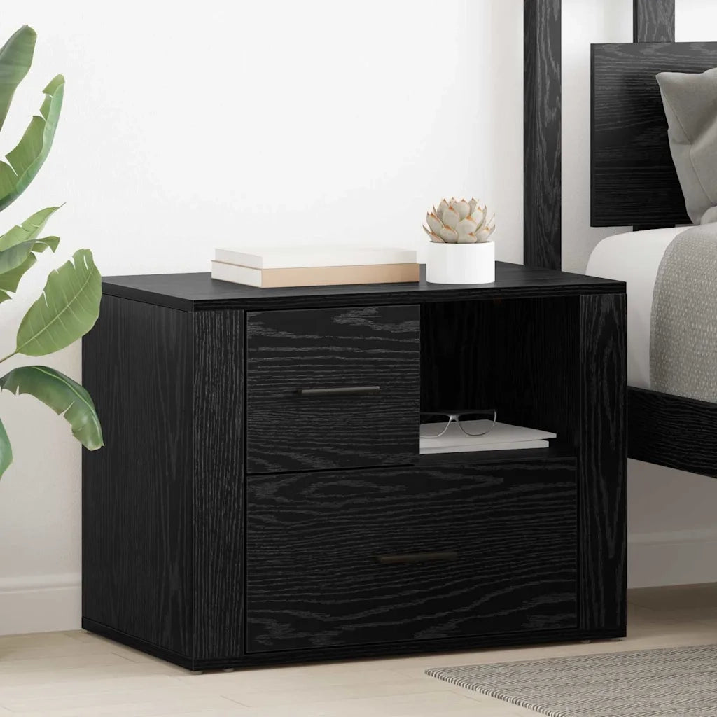 Armadio da Notte Rovere Nero 35 x 60 x 50 cm Legno multistrato 881089