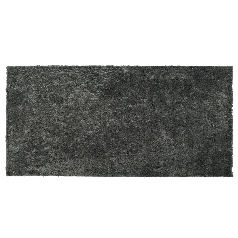 Tappeto Shaggy tappetino Misto Cotone Grigio Scuro Poliestere 80 x 150 cm Soffice pelo lungo