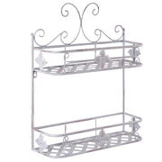 Mensola da parete per bagno in metallo bianco 52 x 42 cm Ripiano singolo sospeso in stile vintage effetto anticato