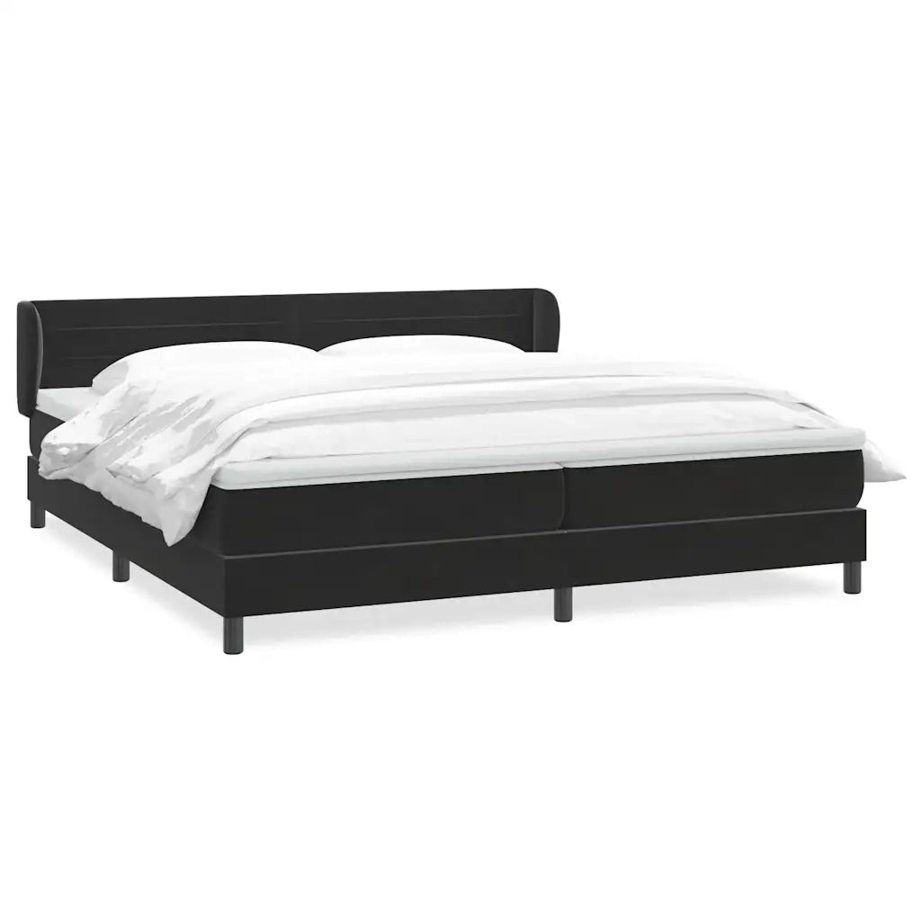 Giroletto a Molle con Materassi Nero 200x220 cm in Velluto 3317837