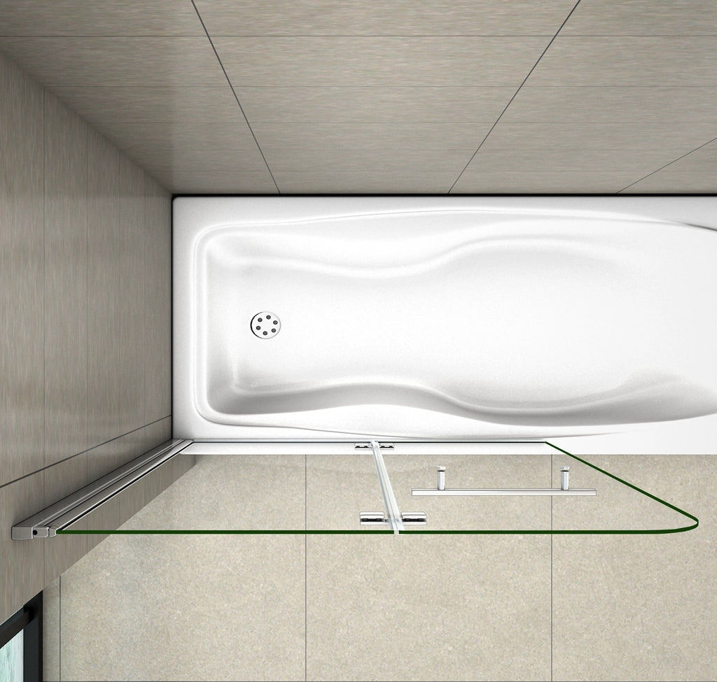 140 cm Sopravasca Parete Vasca da Bagno Due Ante Movibili con Maniglia Portasciugamani Vetro 6 mm Temperato Anticalcare 110 cm