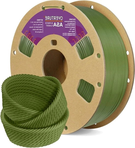 Filamento 1,75mm 1kg Bobina (2,2lbs) Premium Anti-UV Verde Oliva - Parti Funzionali all'Aperto