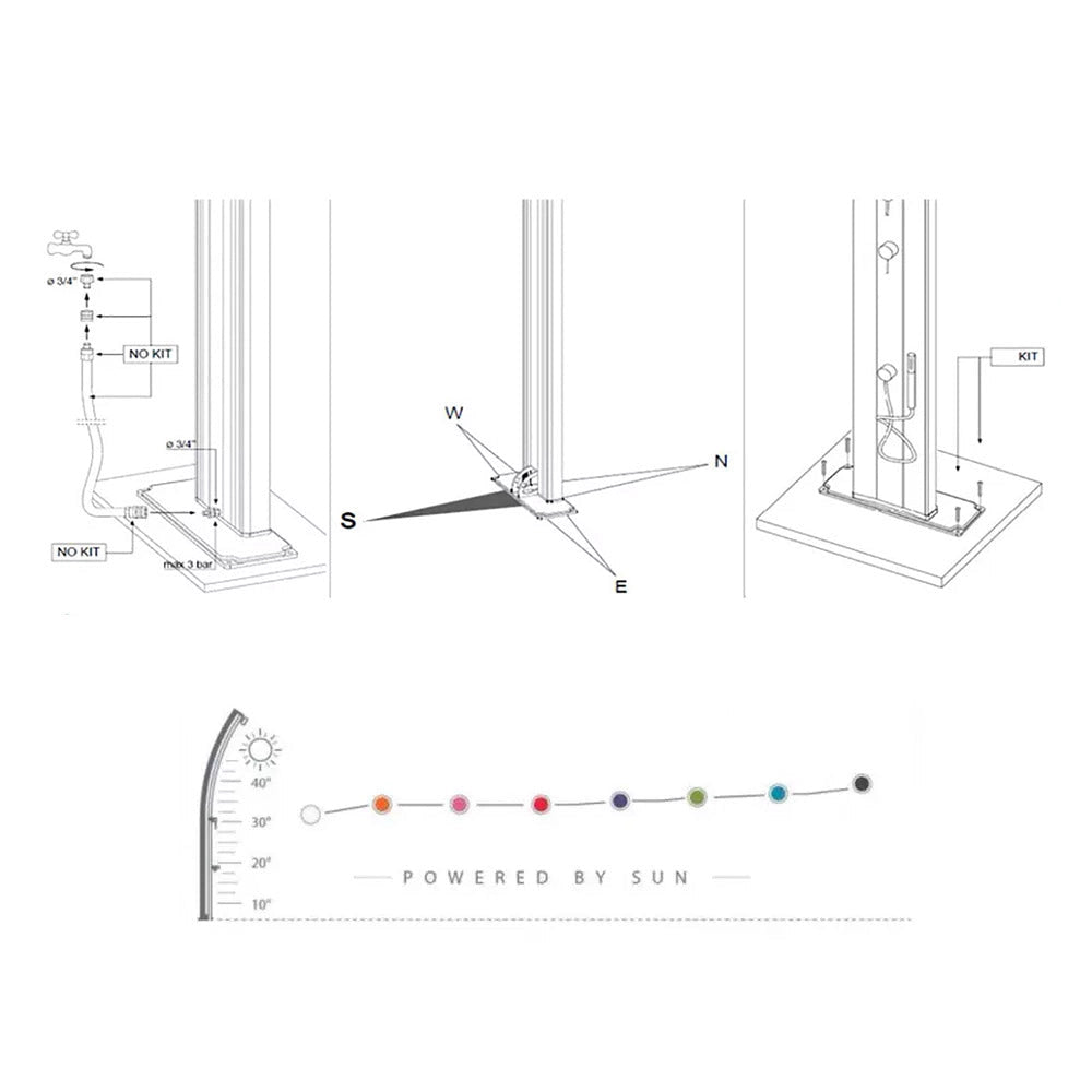 Doccia da Esterno Giardino Miscelatore e Lavapiedi Arkema Spring Fascia Inox Viola
