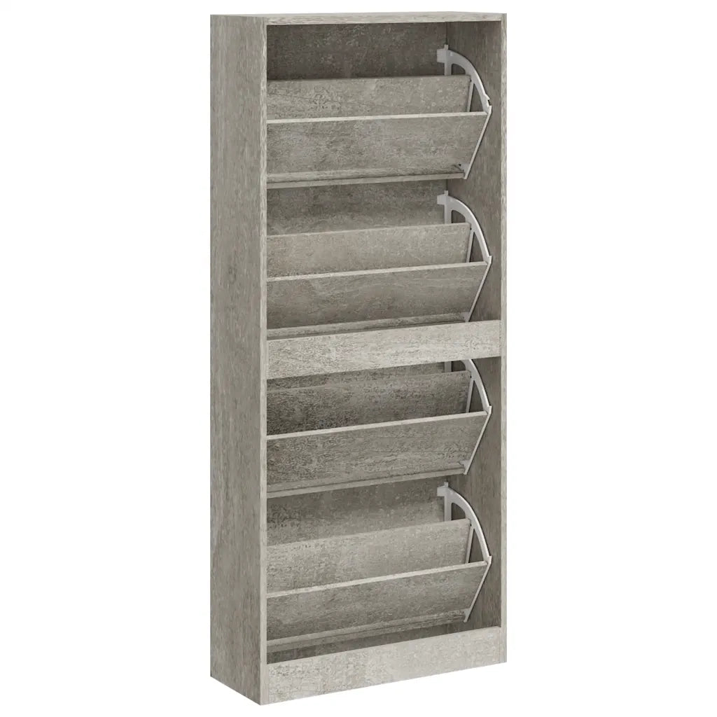 Scarpiera Grigio Cemento 63x24x147 cm in Legno Multistrato 342545