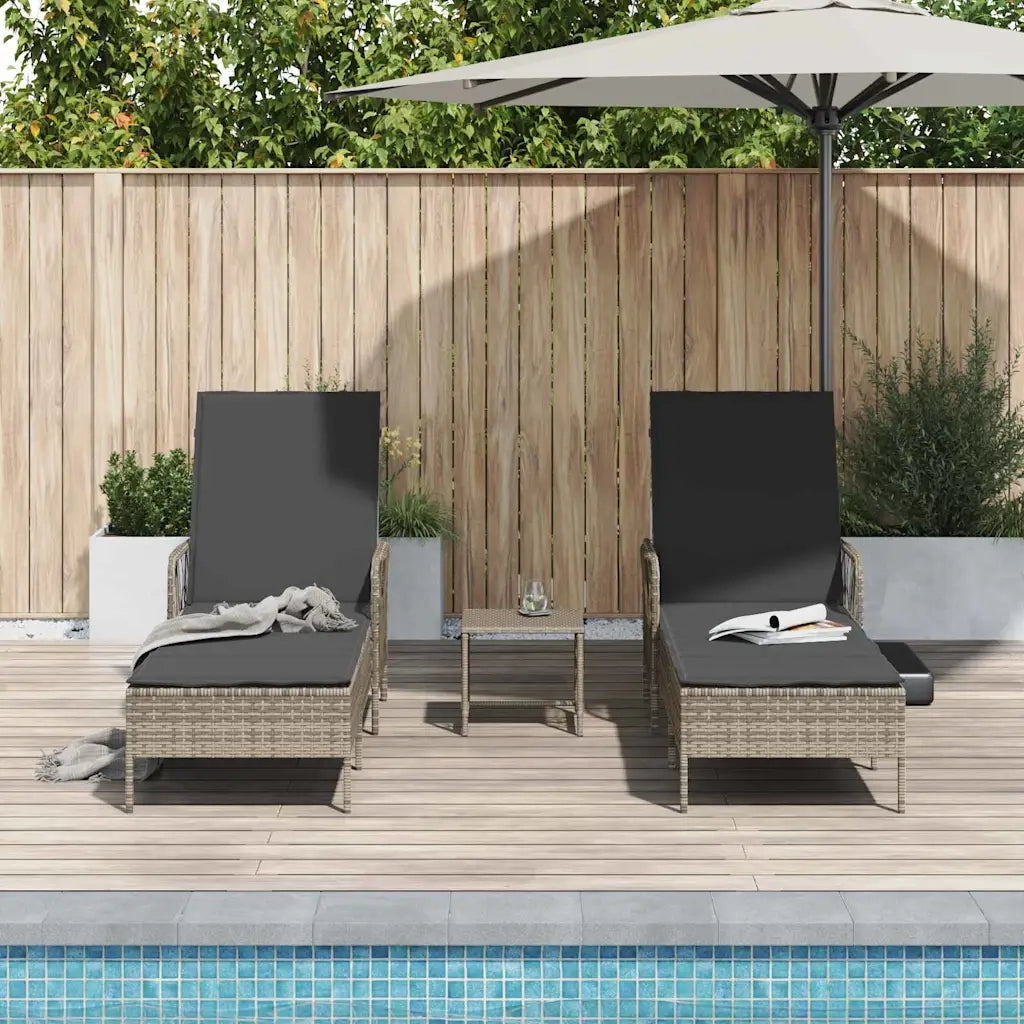 Lettino da sole 3 pcs Grigio e Grigio Scuro 55 x 200 x 92 cm 365434