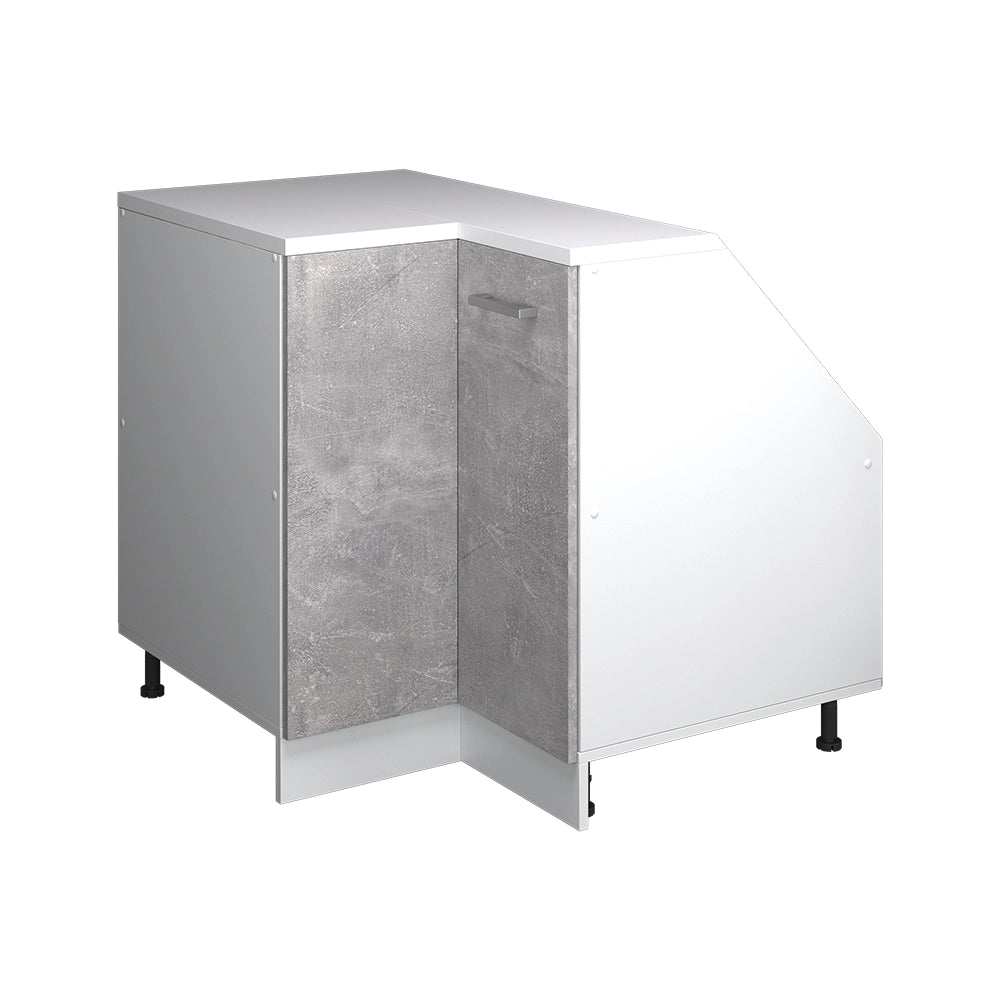 Mobile cucina angolare per sottotetto R-Line Calcestruzzo/Bianco 75.6 cm con 1 porta, carcassa dell’armadio profondità 60 cm Vicco