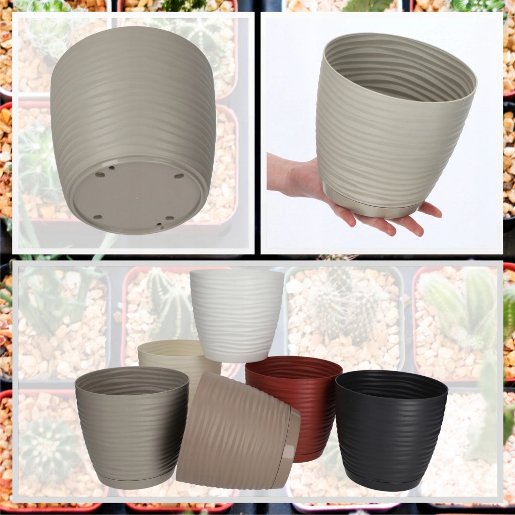 Vaso da fiori KADAX rotondo da 17 cm in plastica grigia