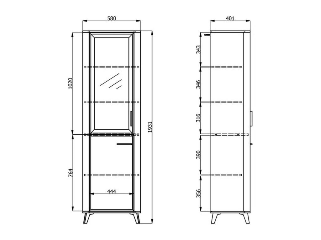 Mobile Espositore Sparso, Vetrina 4 Ripiani, 58x40x193h cm Beige