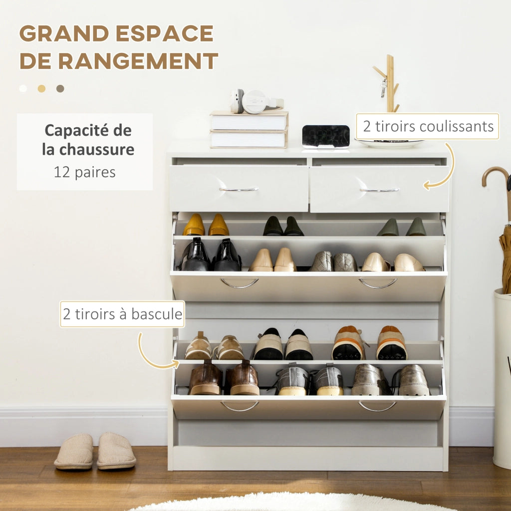 Scarpiera con cassetti e ante ¨C zephmum ¨C legno naturale 80x30x91.5 cm