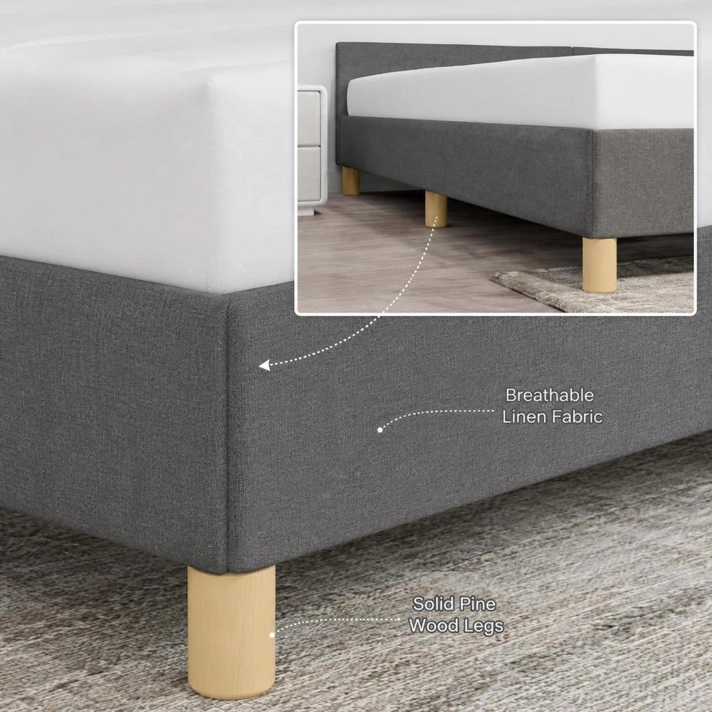 Bed Frame Without Mattress Dark Grey 140x200 Cm Fabric