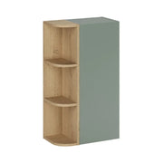 Mobiletto OSTER 45cm – mobile sospeso verde salvia con 1 porta e 3 nicchie visibili arrotondate in finitura rovere chiaro