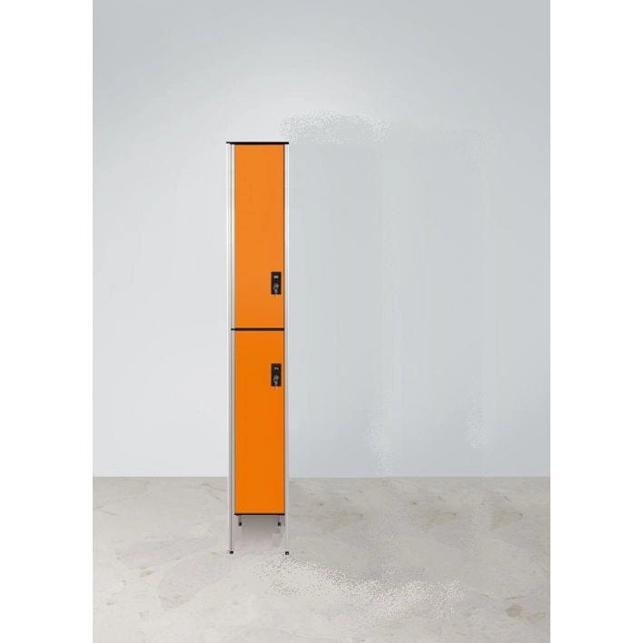 Armadio spogliatoio in laminato stratificato HPL sovrapposto a 2 posti certificato per uso alimentare cm. 40x50x200h