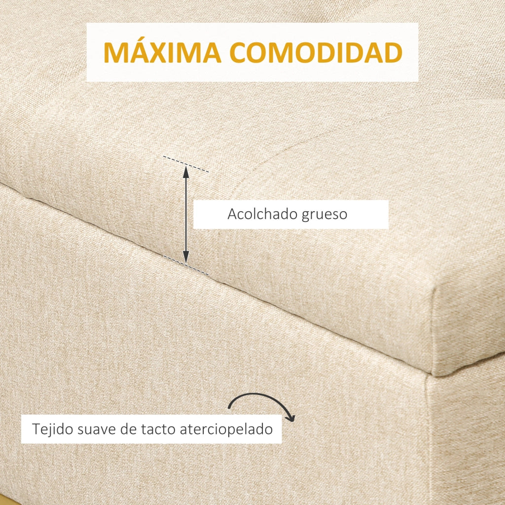 Sgabello con Cassetto ¨C Zephmum ¨C Beige Lino 110x44x48 cm