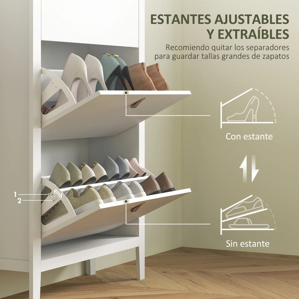 Scarpiera Salvaspazio Slim ¨C Xylo ¨C 3 Ripiani Bianco Legno 80x24x131cm