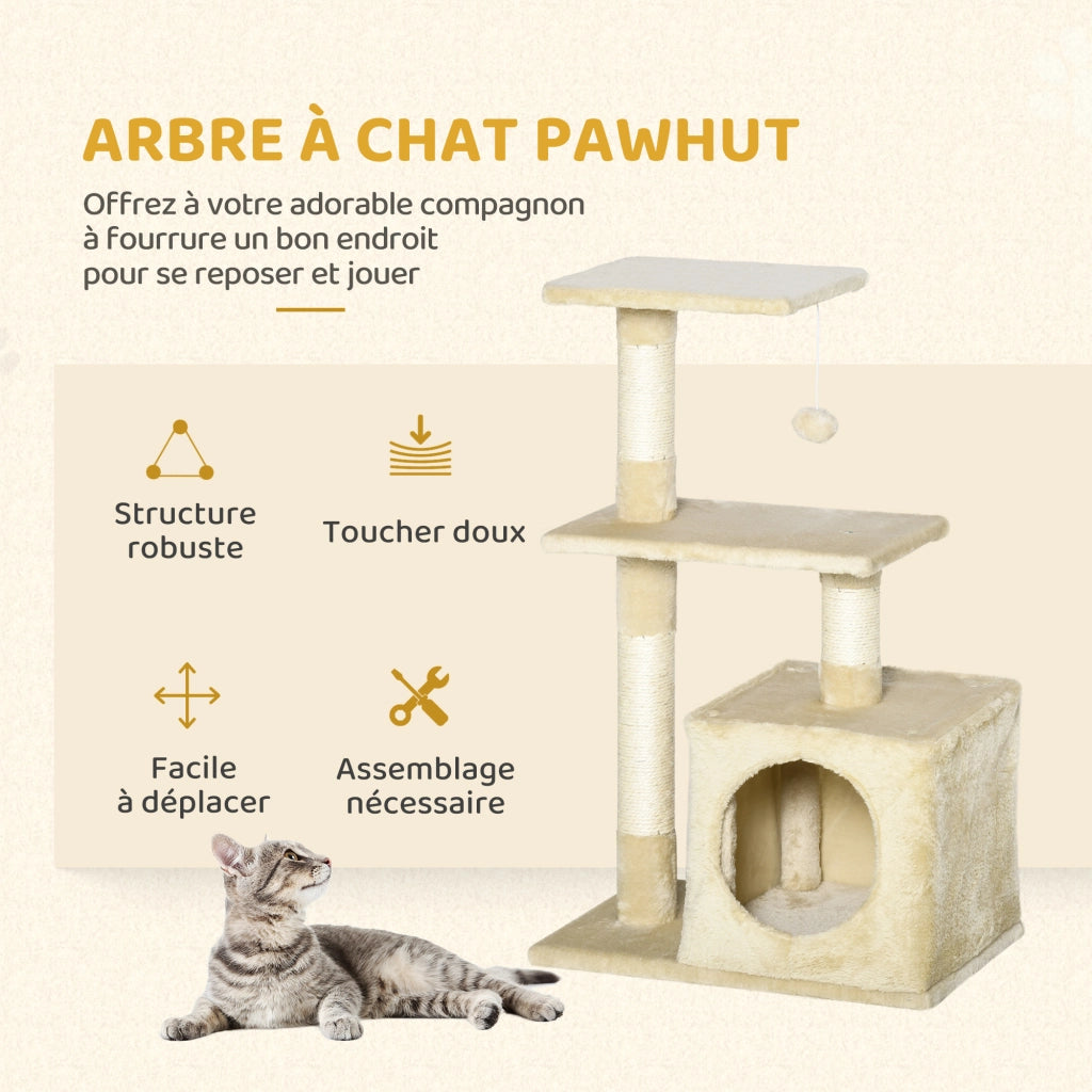 Arbre ¨¤ chat con piattaforme e nicchia ¨C zephmum ¨C beige 50x30x81.5cm