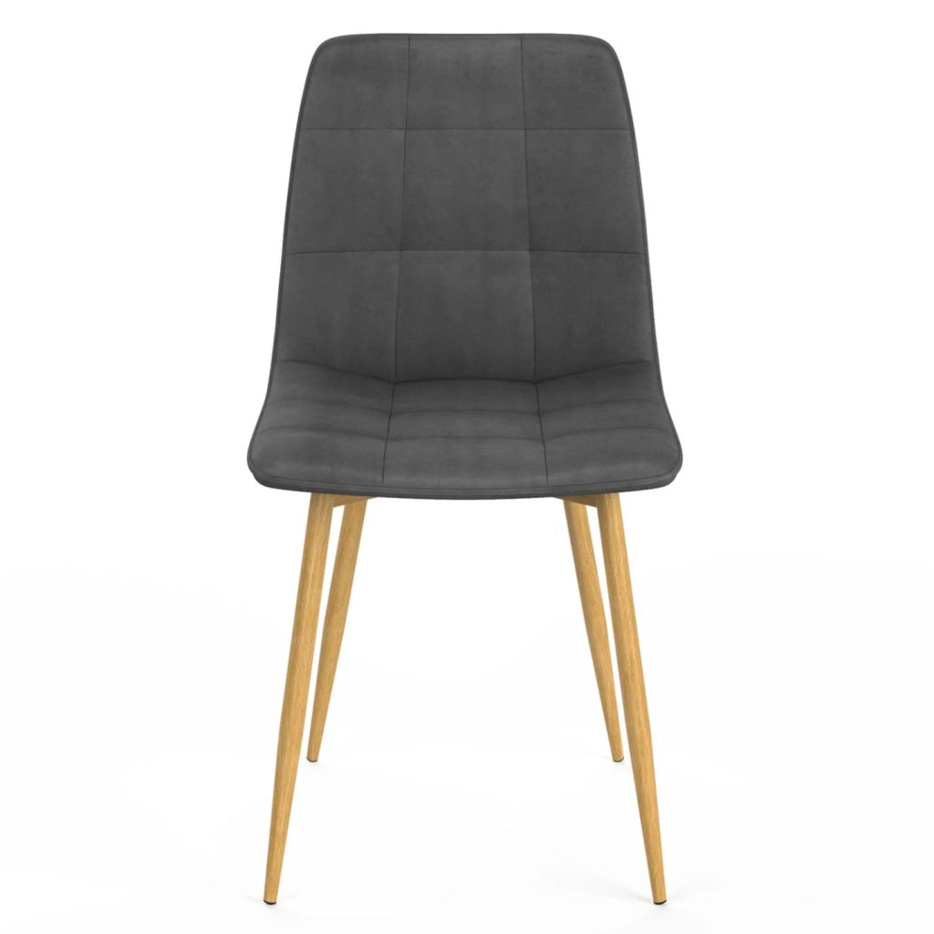 IDMarket - Set di 6 sedie da pranzo MILA in velluto grigio scuro con gambe effetto legno