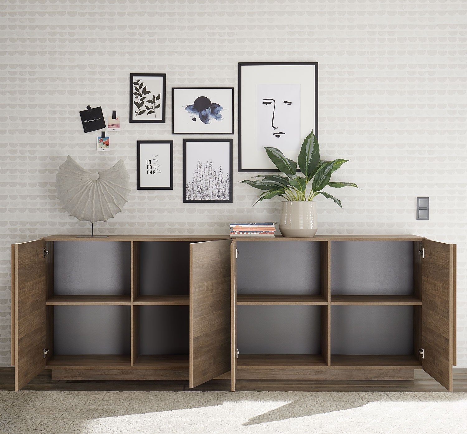 Madia Design Moderno 4 Ante Jupiter 241x44x90 cm Noce Mercure